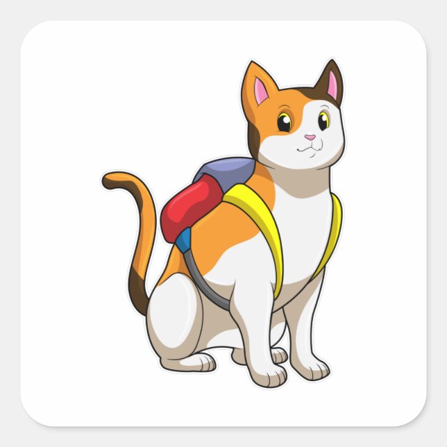 Adesivo Quadrado Gato com Satchel (Frente)