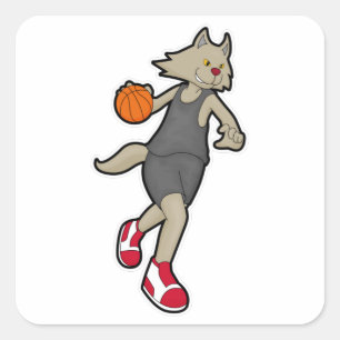 Adesivo Quadrado Gato como jogador de basquetebol