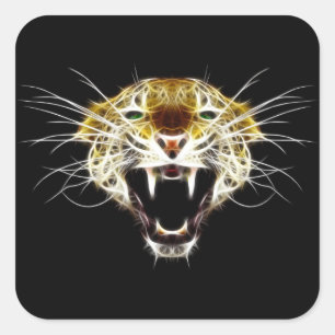 Adesivo Quadrado Gato da cabeça do leopardo rujir