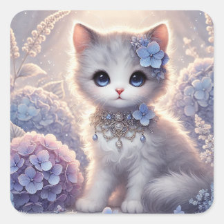 Adesivo Quadrado Gato da Princesa de Hydrangea