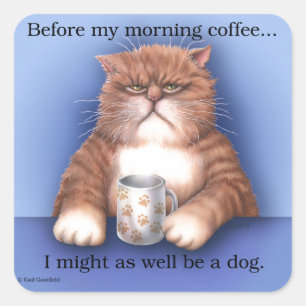 Adesivo Quadrado Gato de café