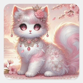 Adesivo Quadrado Gato-de-cerejeira-rosado-rosado-esmalte