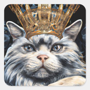 Adesivo Quadrado Gato de cinza na Coroa