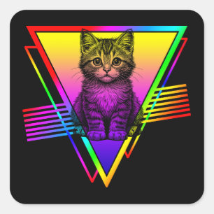 Adesivo Quadrado Gato de Cuta Retroativa