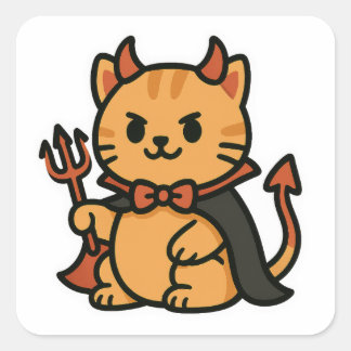 Adesivo Quadrado Gato de Gato de Halloween