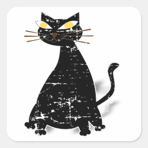 Adesivo Quadrado Gato de Gordura Preta Distante