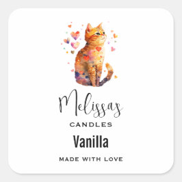 Adesivo Quadrado Gato de Guias Bonito com Artesanato de Velas do Co