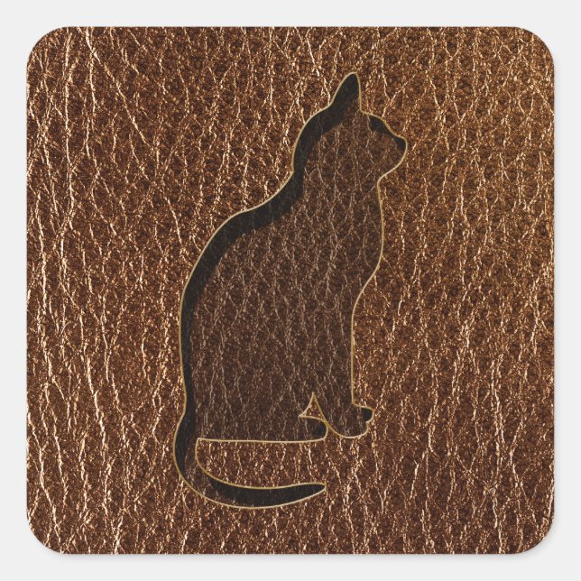 Adesivo Quadrado Gato De Leather (Frente)