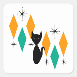 Adesivo Quadrado Gato de Ouros de Azoto Moderno de meio século