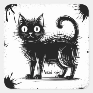 Adesivo Quadrado Gato de rabo