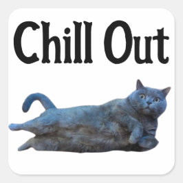 Adesivo Quadrado Gato de Shorthair Britânico a Ficar ao Lado