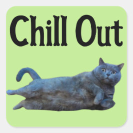 Adesivo Quadrado Gato de Shorthair Britânico a Ficar ao Lado