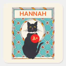 Adesivo Quadrado Gato de vintagem do prêmio de Grau de Professor Pe