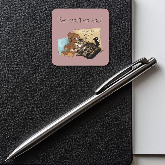 Adesivo Quadrado Gato dia de os pais (Criador carregado)