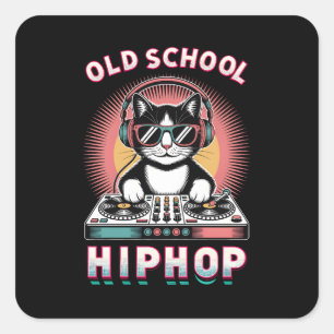 Adesivo Quadrado Gato DJ Descolado Old School