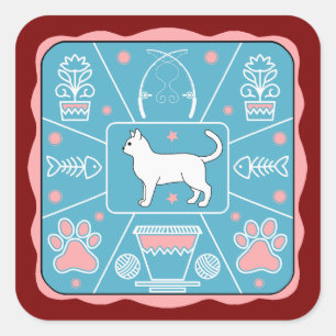 Adesivo Quadrado gato engraçado