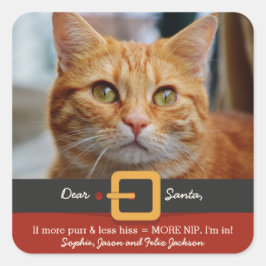 Adesivo Quadrado Gato engraçado do papai noel do Xmas mais Purr