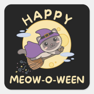 Adesivo Quadrado Gato Feliz Halloween Feliz Pau Quadrado Mau-o-Entr