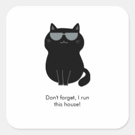 Adesivo Quadrado Gato Fofo - Agora eu mando nesta casa!
