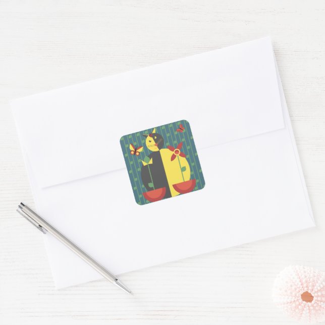 Adesivo Quadrado Gato Gordo (Envelope)