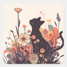 Gato Kawaii Bonito no Cheio de Campo de Flores