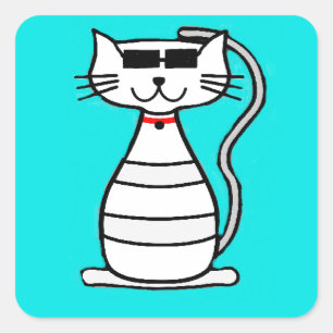 Adesivo Quadrado Gato legal com óculos de sol