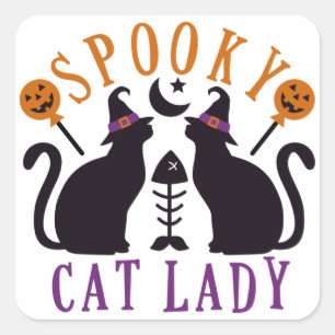 Adesivo Quadrado Gato Louco, Gata Negra
