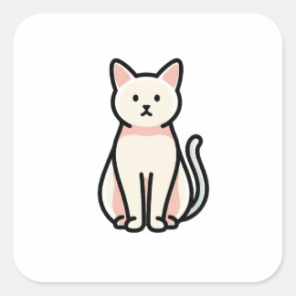 Adesivo Quadrado Gato Minimalista Equilibrado – Ilustração Moderna