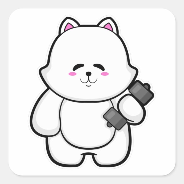 Adesivo Quadrado Gato na Malhação com Dumbbell (Frente)