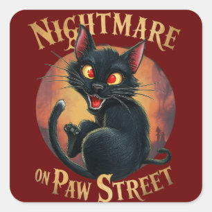 Adesivo Quadrado Gato Negro onde o horror encontra fantasia