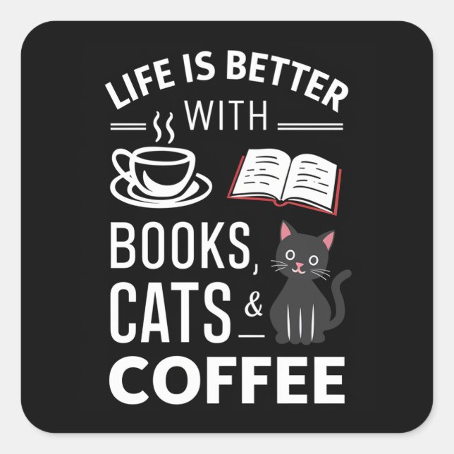 Adesivo Quadrado Gato preto bonito (Frente)