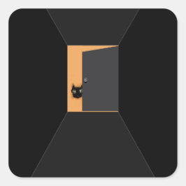 Adesivo Quadrado Gato Preto Engraçado de Halloween