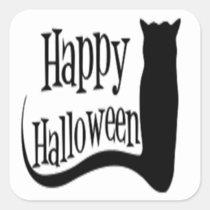 ADESIVO QUADRADO GATO PRETO "HELLOWEEN"