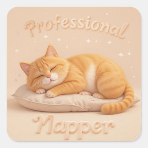 Adesivo Quadrado Gato Profissional Dorminhoco Gatinho Fofo Dormindo