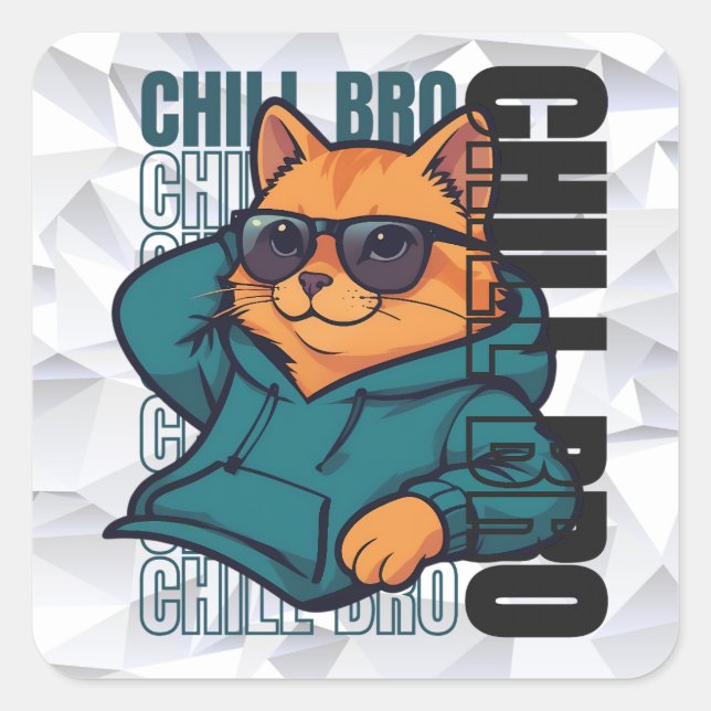 Adesivo Quadrado Gato Relax Bro (Frente)