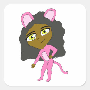 Adesivo Quadrado gato rosa