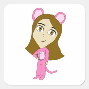 Adesivo Quadrado gato rosa