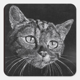 Adesivo Quadrado Gato Rosto Meu Desenho segundo grau