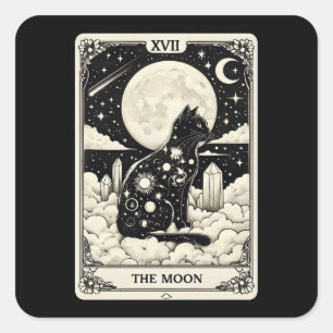Adesivo Quadrado Gato Tarot O Gráfico Da Lua