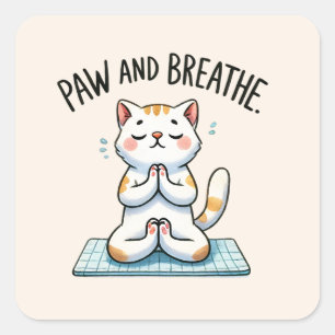 Adesivo Quadrado Gato Yoga Pose - Pata e Respiração
