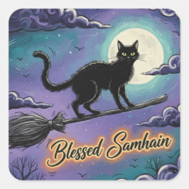 Adesivo Quadrado GatoAbençoadoSamhain
