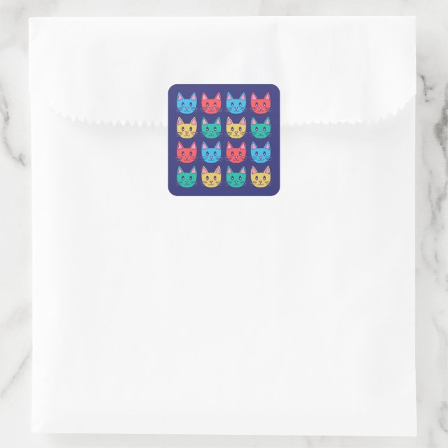 Adesivo Quadrado Gatos (Bolsa)
