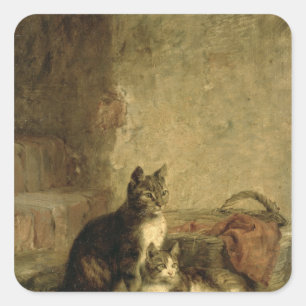 Adesivo Quadrado Gatos, 1883