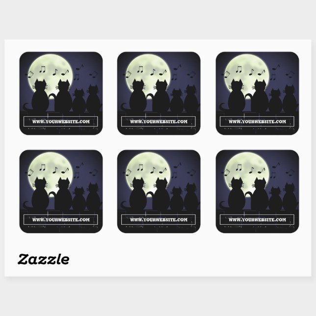 Adesivo Quadrado Gatos à lua. (Folha)