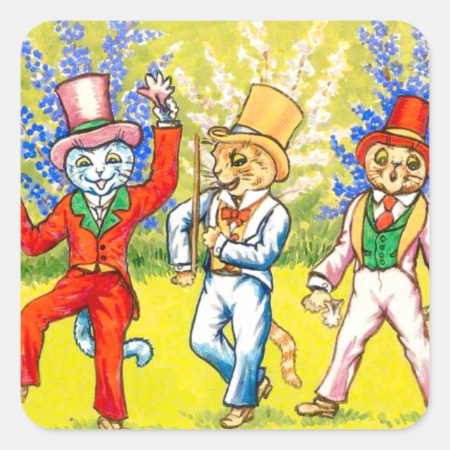 Adesivo Quadrado Gatos Dançantes (Frente)