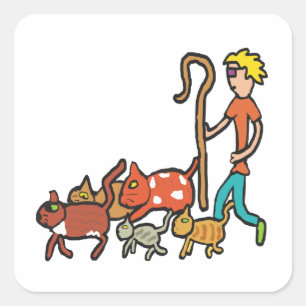 Adesivo Quadrado Gatos De Criação