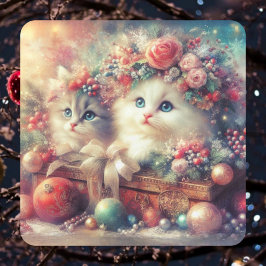 Adesivo Quadrado Gatos de Natal Vitorianos Caprichosos