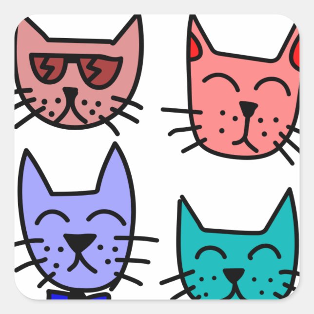 Adesivo Quadrado Gatos dos grafites (Frente)