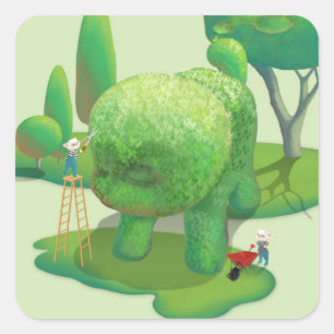 Adesivo Quadrado Gatos-jardineiros e animais verdes