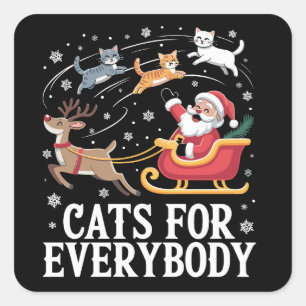Adesivo Quadrado Gatos Para Todos o Natal Gato Divertido Natal Papa